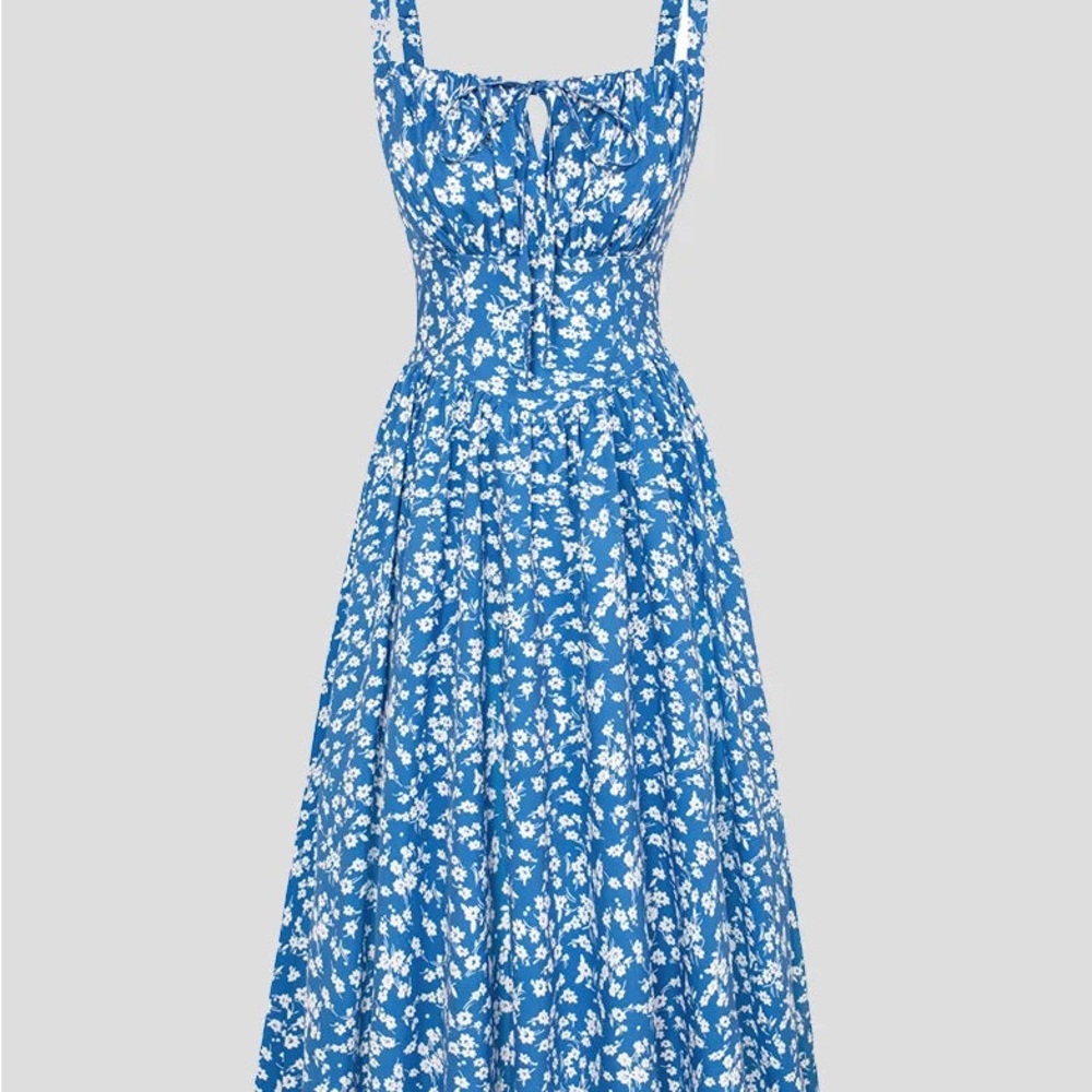 Floral Blue Midi Dress - NWT